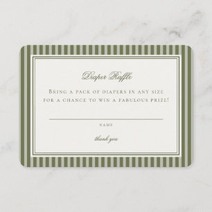 Olive Martini Tini Little One Stripe Diaper Raffle Enclosure Card