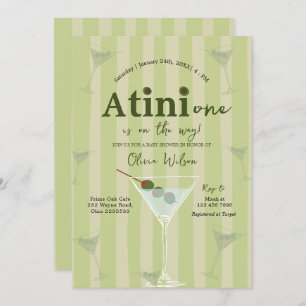 Olive Martini Tini One Is On The Way Baby Shower Invitation