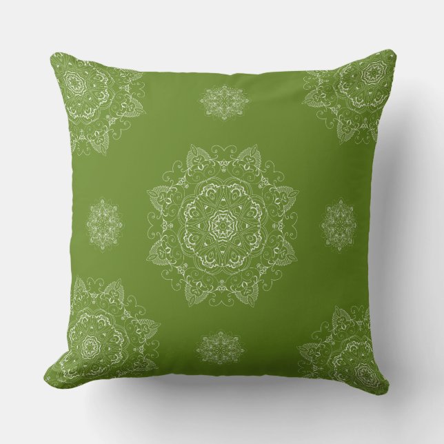 Olive Minimalist Pattern Square Pillow (Front)