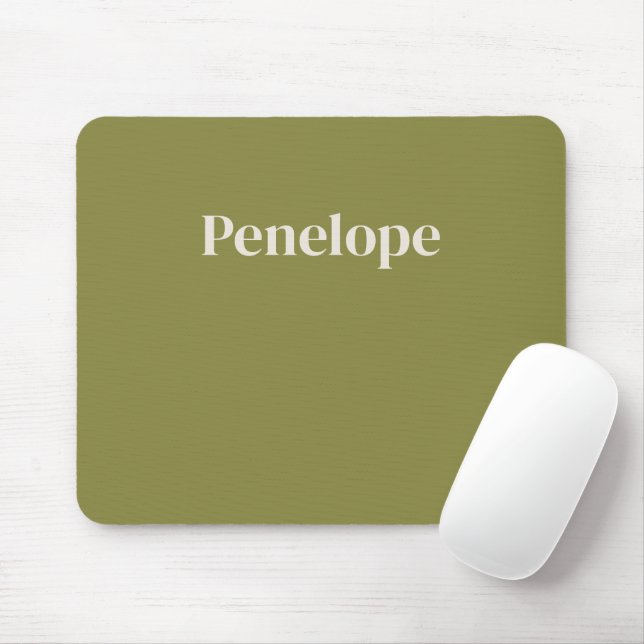 Olive Minimalist Personalised Mouse Mat (With Mouse)
