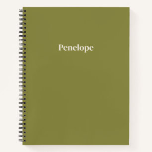 Olive Minimalist Personalized Spiral Notebook