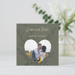 Olive Modern Photo Heart Frame Save The Date