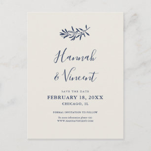 Olive Navy Save the Date Postcard