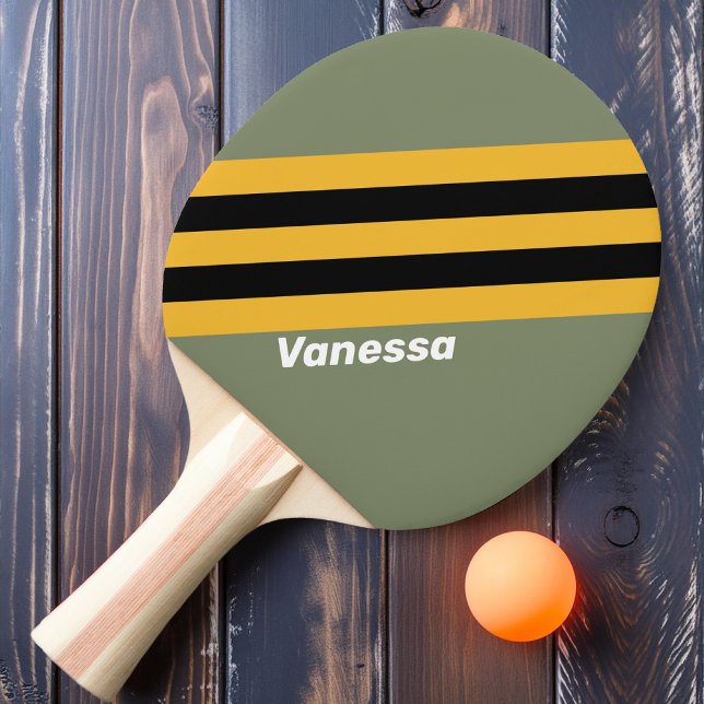 Olive Nightlight Stripes with Name Ping Pong Paddle (Creator Uploaded)