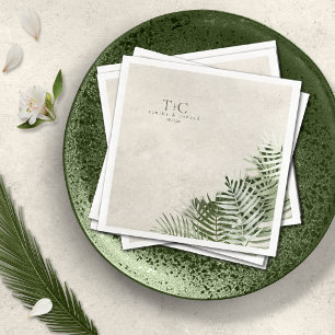 Olive Oasis Palm Leaves on Stone ID1324 Napkin