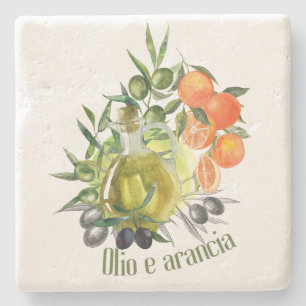 Olive oil and Orange:  Stone Coaster