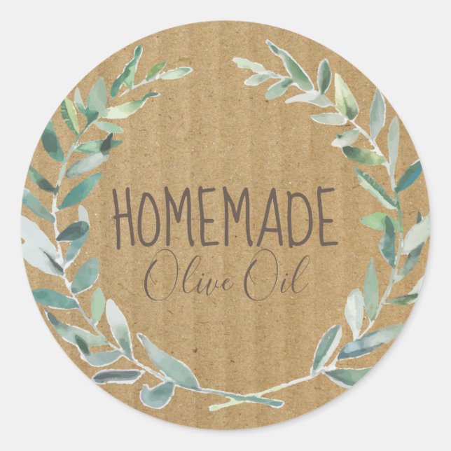 Olive Oil Bottle Rustic Vintage Wreath Craft Label (Front)