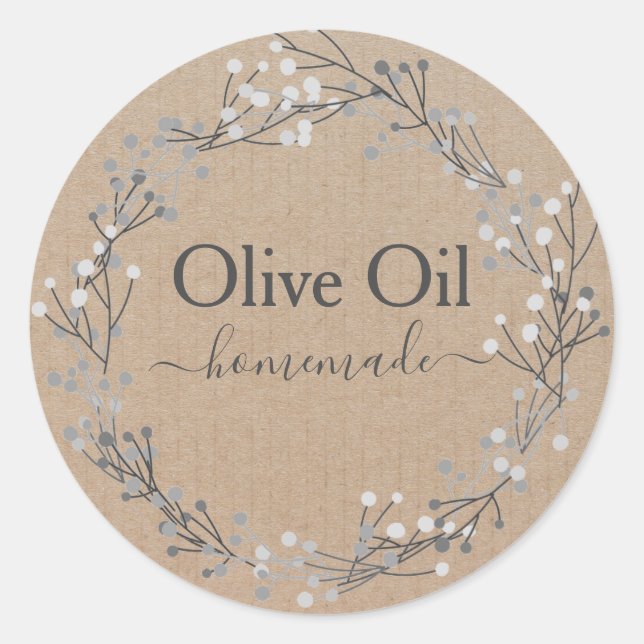 Olive Oil Bottle Rustic Vintage Wreath Craft Label (Front)