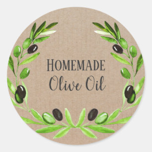 Olive Oil Bottle Rustic Watercolor Product Label