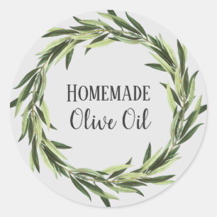 Olive Oil Bottle Rustic Watercolor Wreath Label