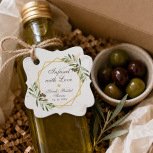 Olive Oil Bridal Shower Infused with Love Greenery Favour Tags