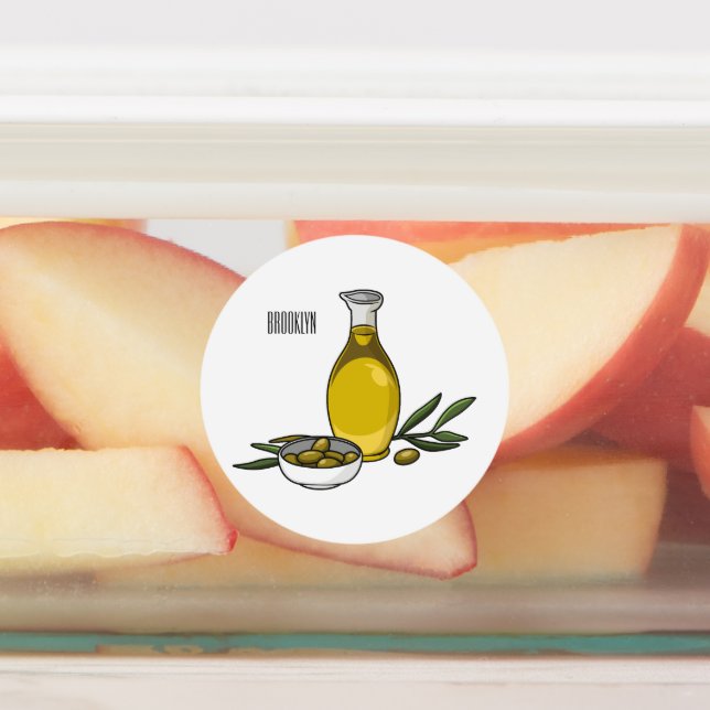 Olive oil cartoon illustration  (Affixed)