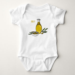 Olive oil cartoon illustration  baby bodysuit