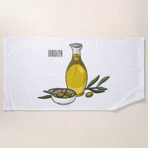 Olive oil cartoon illustration beach towel