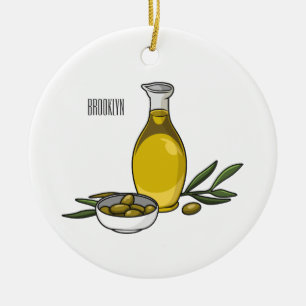 Olive oil cartoon illustration  ceramic tree decoration
