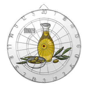 Olive oil cartoon illustration dartboard