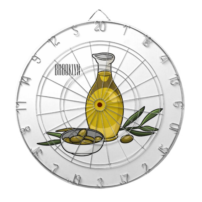 Olive oil cartoon illustration  dartboard (Front)