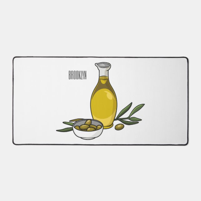 Olive oil cartoon illustration  desk mat (Front)
