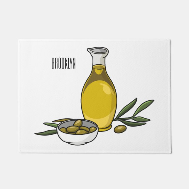 Olive oil cartoon illustration  doormat (Front)