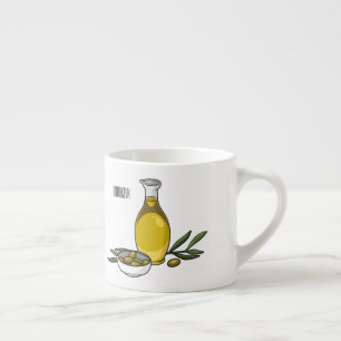 Olive oil cartoon illustration espresso cup