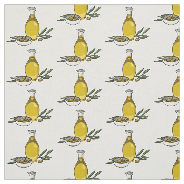 Olive oil cartoon illustration  fabric (Swatch)