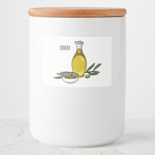 Olive oil cartoon illustration  food label