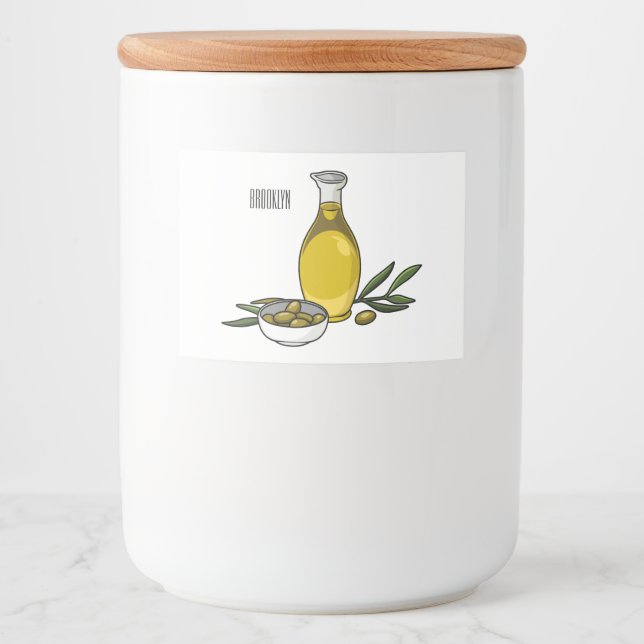 Olive oil cartoon illustration  food label (Front)