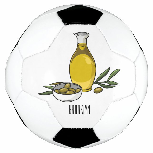 Olive oil cartoon illustration  football (Front)