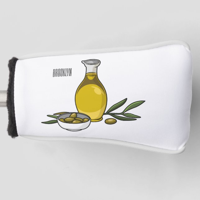 Olive oil cartoon illustration  golf head cover (Front)