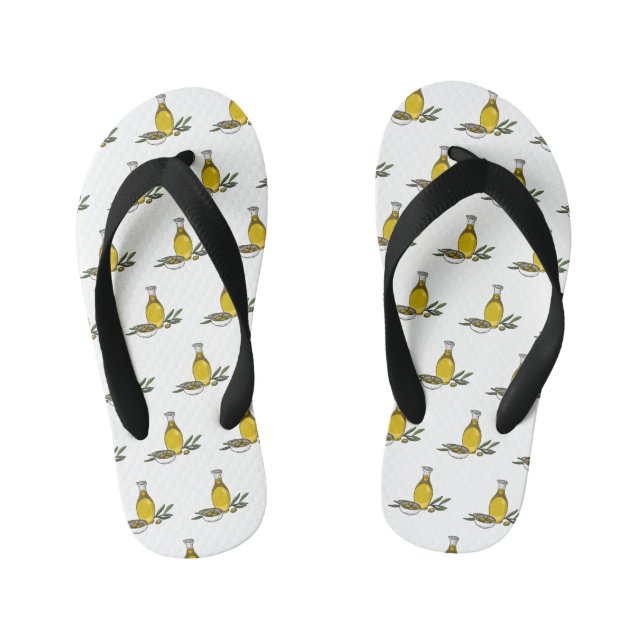 Olive oil cartoon illustration  kid's flip flops (Footbed)