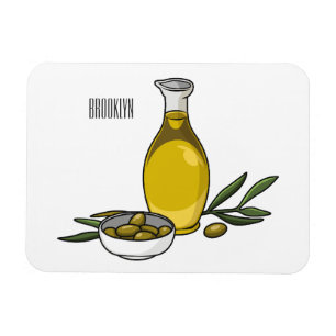 Olive oil cartoon illustration magnet