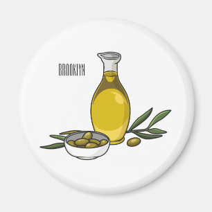 Olive oil cartoon illustration magnet
