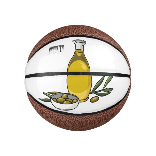 Olive oil cartoon illustration  mini basketball (Front)