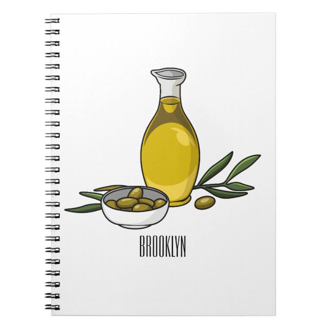 Olive oil cartoon illustration  notebook (Front)