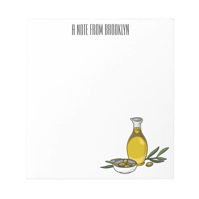 Olive oil cartoon illustration  notepad (Front)