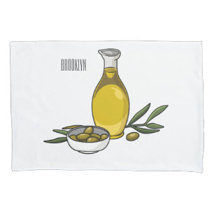 Olive oil cartoon illustration  pillowcase