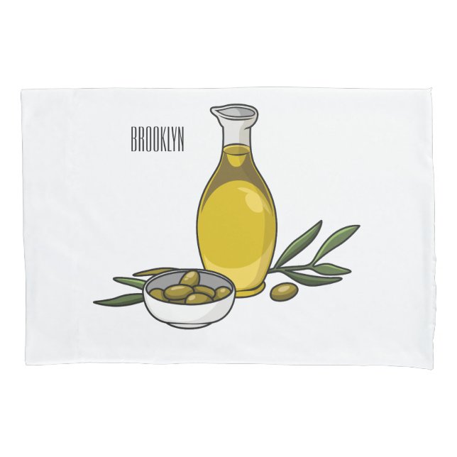 Olive oil cartoon illustration  pillowcase (Front)