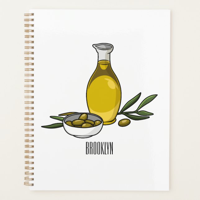 Olive oil cartoon illustration  planner (Front)