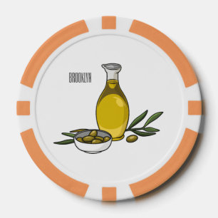Olive oil cartoon illustration poker chips