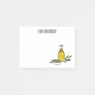 Olive oil cartoon illustration post-it notes