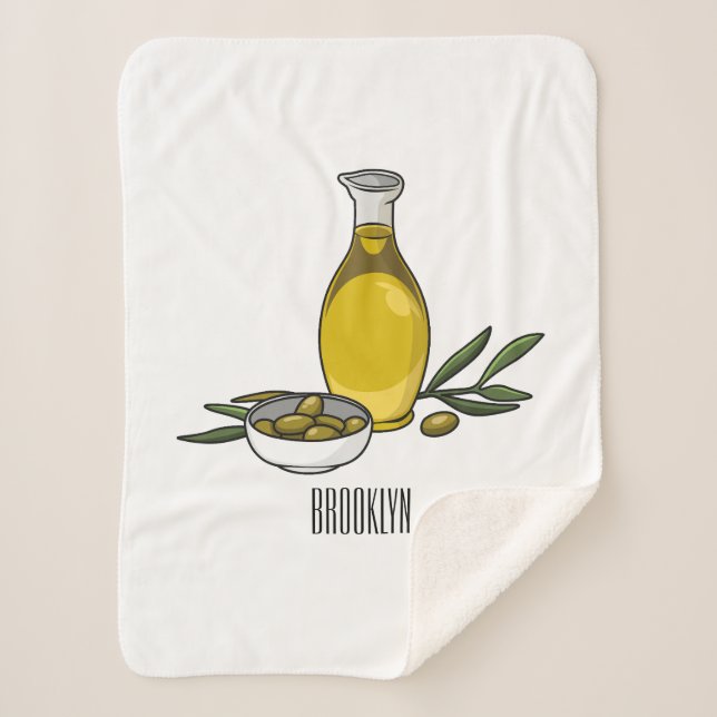 Olive oil cartoon illustration sherpa blanket (Front)