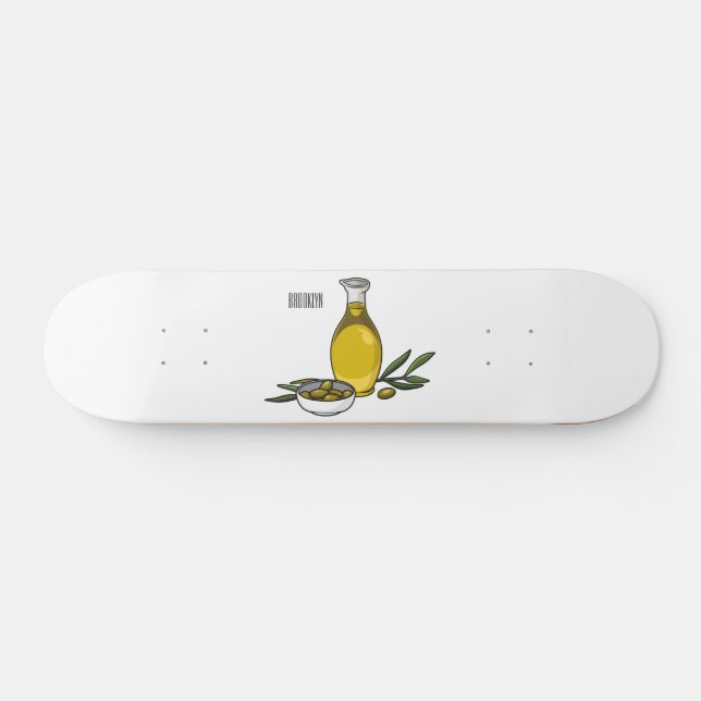 Olive oil cartoon illustration  skateboard (Horz)