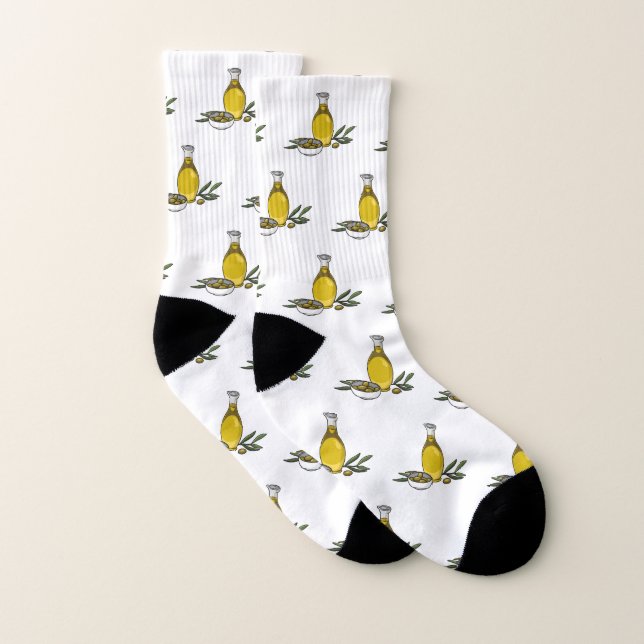 Olive oil cartoon illustration  socks (Pair)