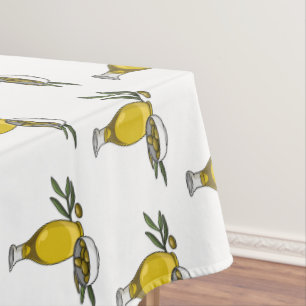 Olive oil cartoon illustration  tablecloth