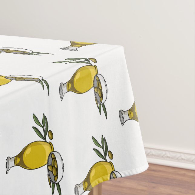 Olive oil cartoon illustration  tablecloth (In Situ)