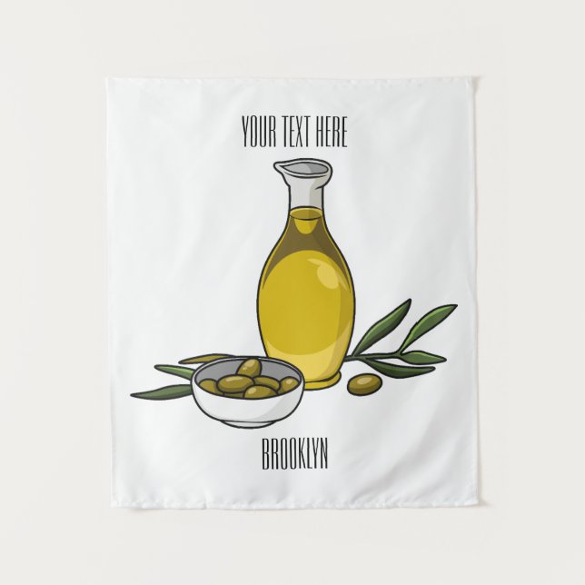 Olive oil cartoon illustration  tapestry (Front)