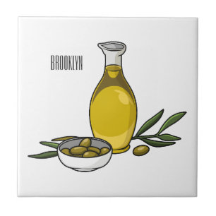 Olive oil cartoon illustration  tile