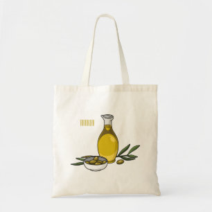Olive oil cartoon illustration tote bag