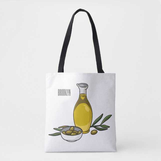 Olive oil cartoon illustration  tote bag (Front)