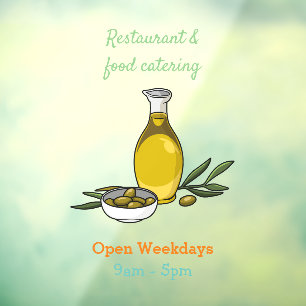 Olive oil cartoon illustration window cling